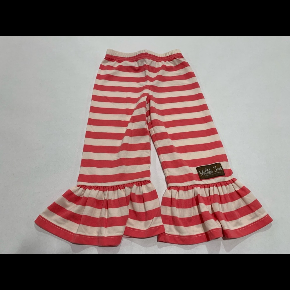 Matilda Jane pants, size 4, pink & white stripes